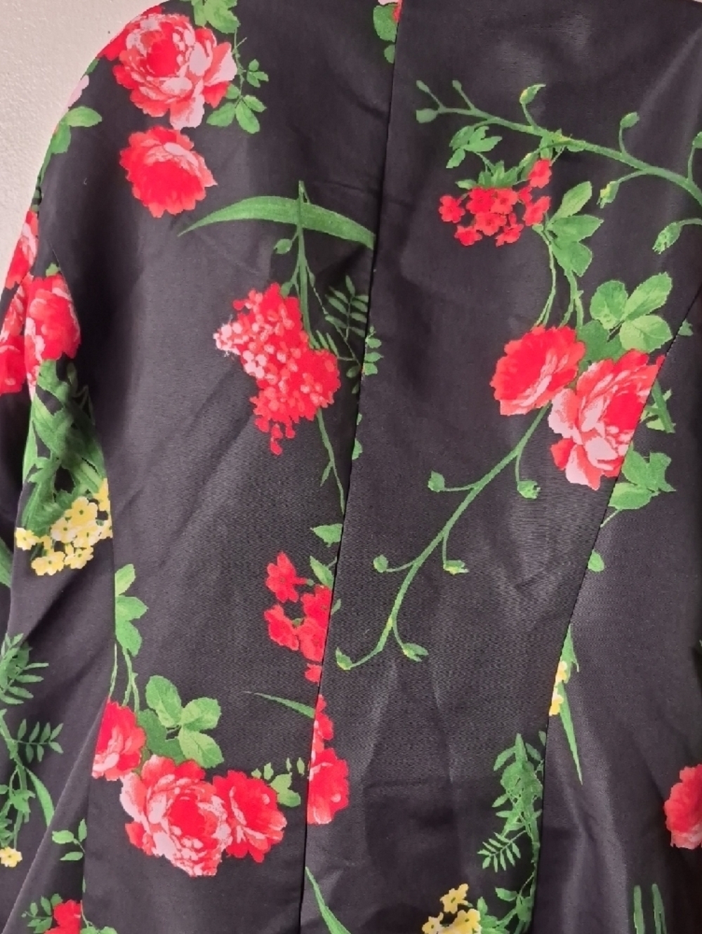 Dennis Basso Vintage  Black Floral Button-Front Trench Coat - Picture 10 of 14